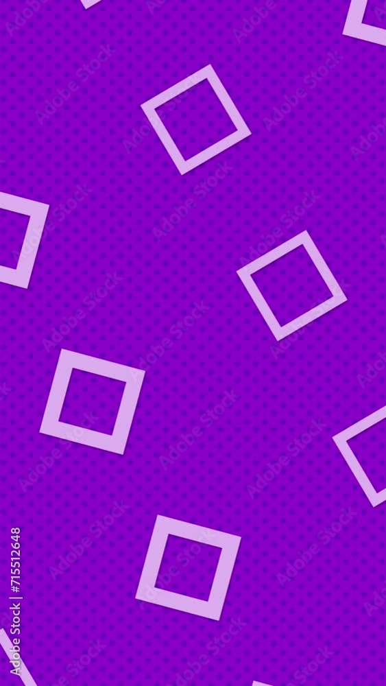 Square outline growing thick and then thin and rotating counter-clockwise at same time. Abstract minimalistic flat animated rotating repeating pattern background seamless looped of purple color. Square outline growing thick and then thin and rotating counter-clockwise at same time. Abstract minimalistic flat animated rotating repeating pattern background seamless looped of purple color.