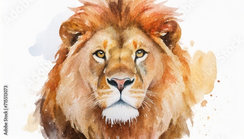 lion head on white background watercolor painting © Paris