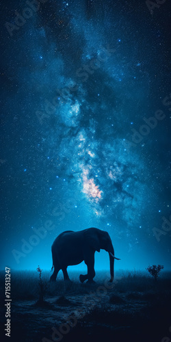 Afrikanischen Savanne Elefant unter einem Sternenhimmel  © Fatih