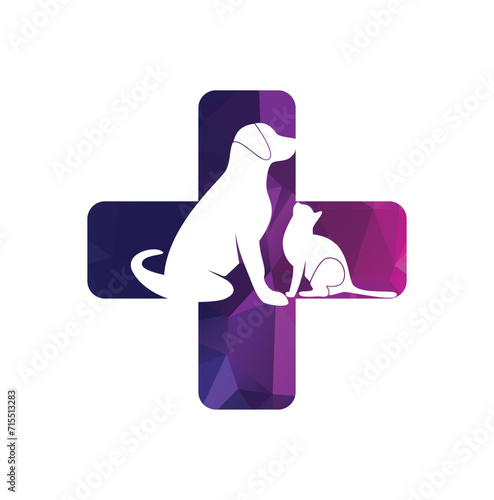 Pet clinic emblem. Domestic animal veterinary clinic,