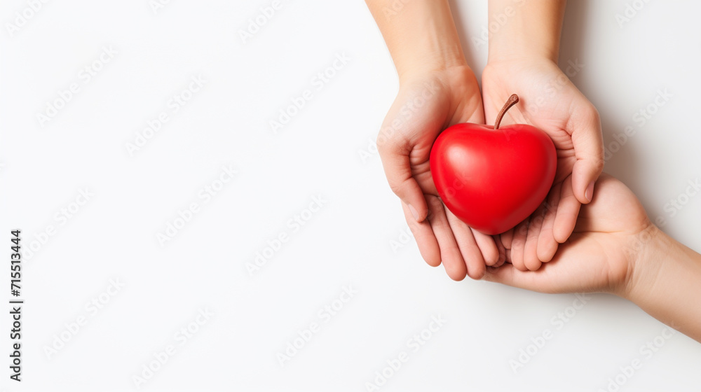 Soft Red Toy Heart in the Woman Hands on Light Background. Valentine Day Concept. Flat Lay Top View. Copy Space For Your Text. Soft Red Toy Heart in the Woman Hands on Light Background. Valentine Day Concept. Flat Lay Top View. Copy Space For Your Text.
