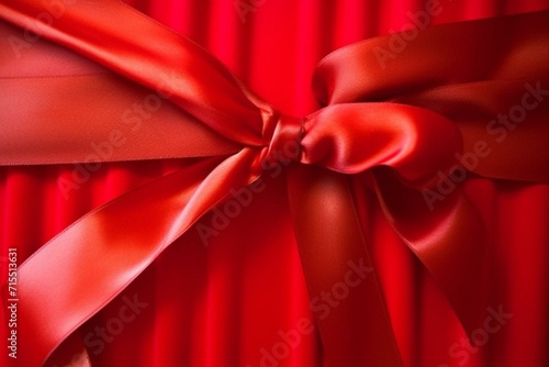 Crimson ribbon on a scarlet backdrop. Generative AI