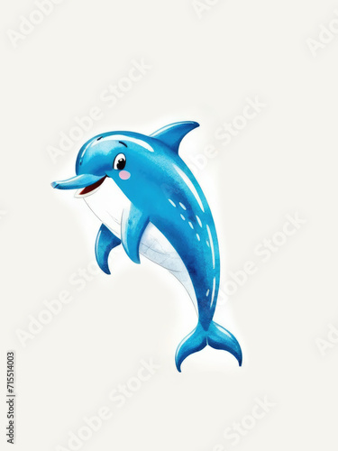 Cute dolphin watercolor illustration
