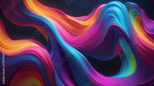 Rainbow color neon wave background 