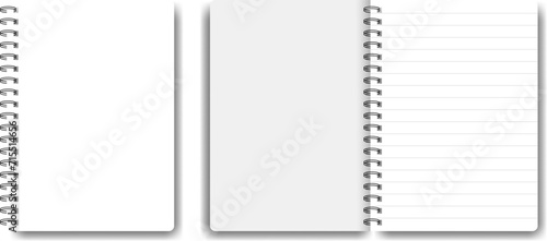 Notepad mockup with space for your image, text or branding details. Blank notepad mockup with shadow on white background. Vector illustration EPS 10