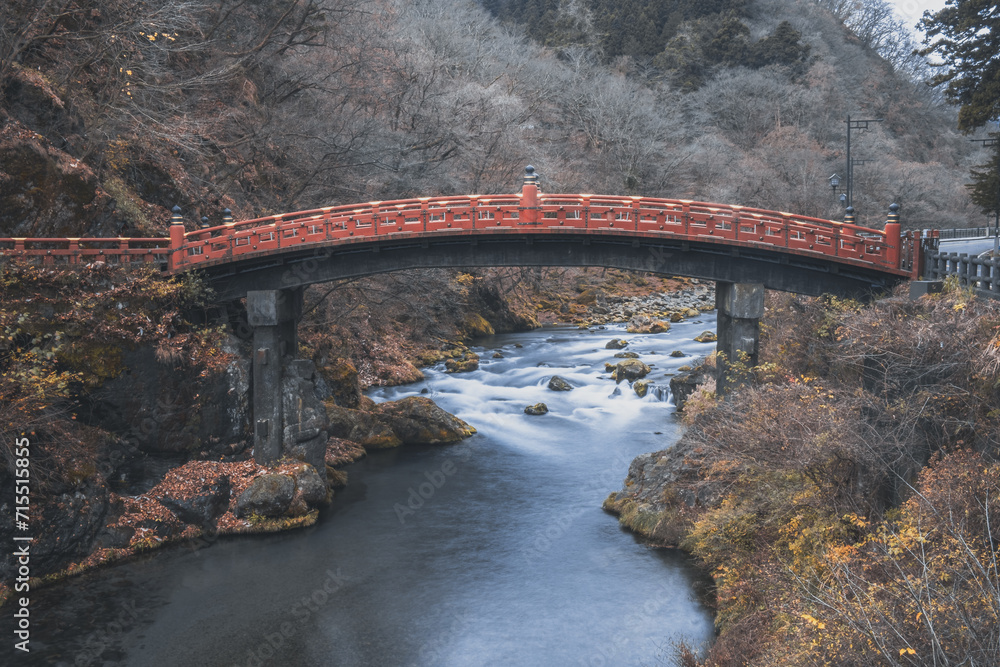Shinkyo red bridge of Nikko in autumn, Nikko, Tochigi, Honshu, Japan Shinkyo red bridge of Nikko in autumn, Nikko, Tochigi, Honshu, Japan