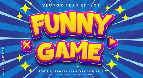 Funny Game 3d Editable Text Effect Template with Cartoon Style