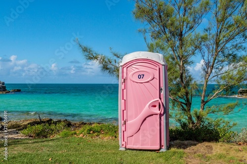Portable public toilet at Spanish Point Park, Pembroke Parish, Bermuda, Atlantic photo