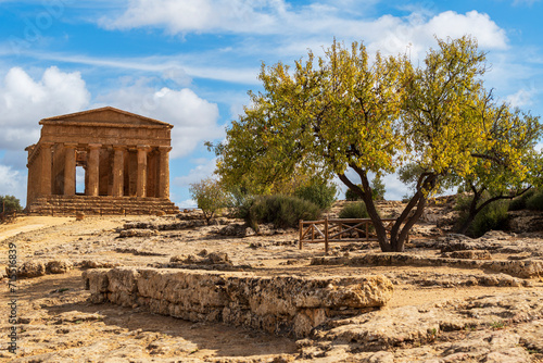 The Temple of Concordia against blue sky, Valley of the Temples, UNESCO World Heritage Site, Agrigento, Sicily, Mediterranean