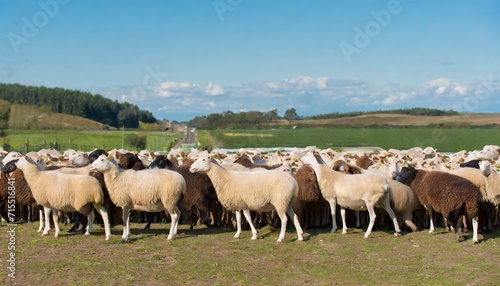 a herd of sheep on a farm
