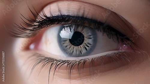 Beautiful female eye without makeup. Generative AI, Woman. photo