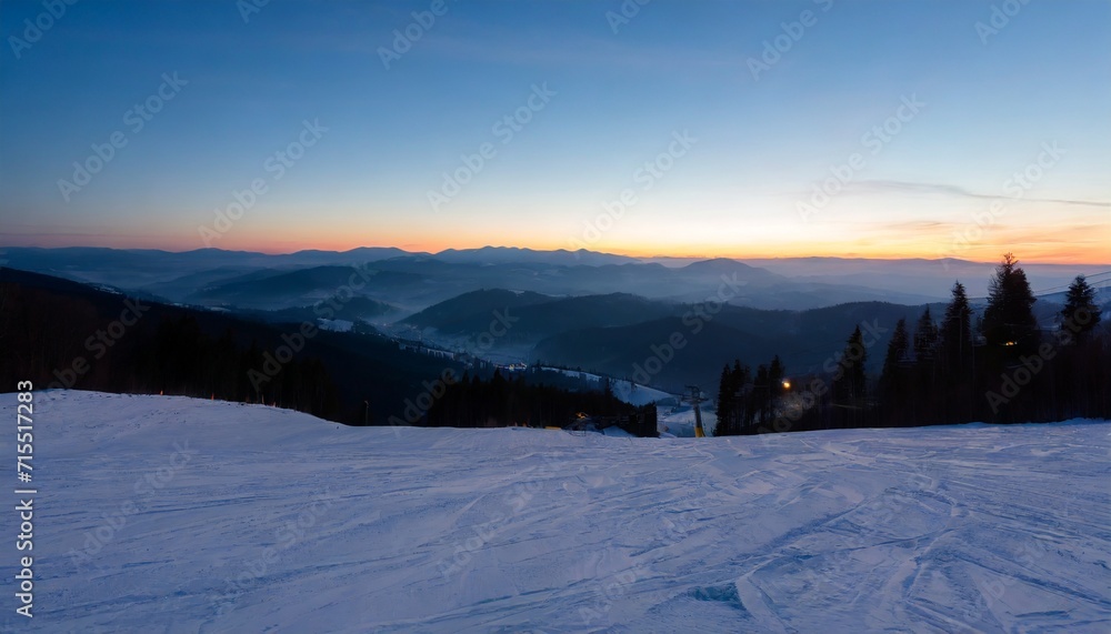 sunrise in the winter mountains ski resort in carpathians ukraine ski resort in winter generated