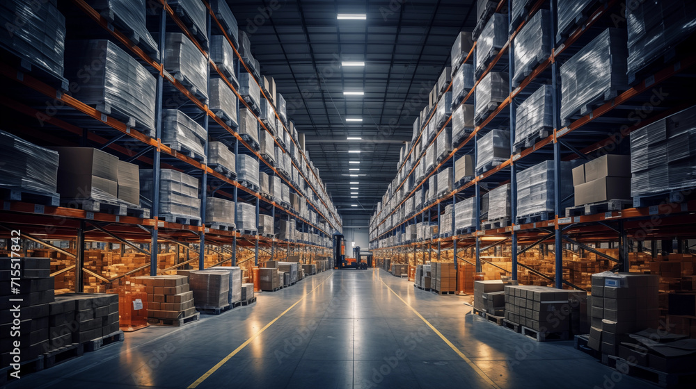 Warehouse with high shelves Warehouse with high shelves