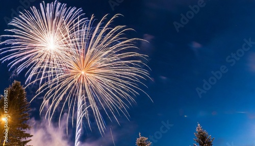 brilliant fireworks against a wintry blue backdrop