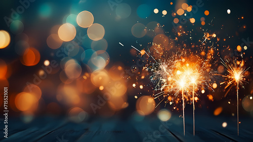 Beautiful creative holiday background with fireworks and sparkles