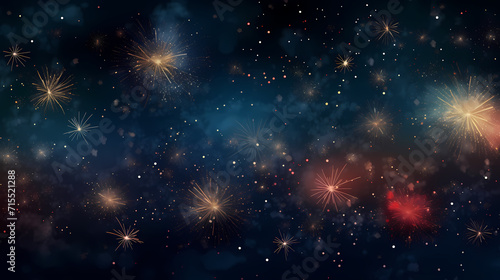 Beautiful creative holiday background with fireworks and sparkles