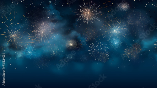 Happy New Year, burning fireworks with bokeh light background