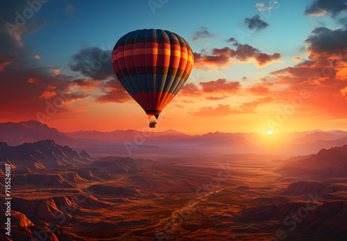 A hot air balloon silhouetted at sunset © Mstluna