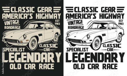 Classic gear America's highway vintage road-rage t-shirt design template
