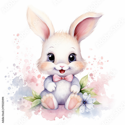 Cute baby rabbit, illustration of cartoon style