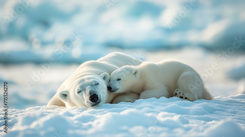 Polar bear with her cub