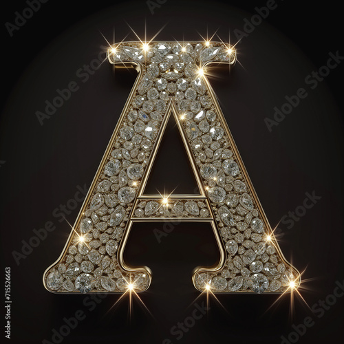 3d luxury logo of the letter A in gold isolated on a black background