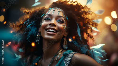 Just have fun with it. Cropped portrait of a beautiful samba dancer performing in a carnival with her band.