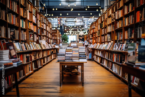 The bookstore section in a large shop - filled with a diverse collection of books spanning literature and education - inviting shoppers into the world of words.