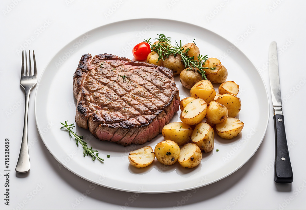 grilled steak with vegetables potatoes on a plate grilled steak with vegetables potatoes on a plate
