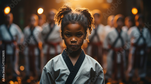 young, beautiful, successful multi ethical kids in karate position