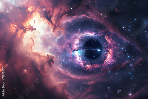 Augen des Kosmos: Struktur aus Sternen, Planeten und mehr bildet ein faszinierendes Auge im Universum, einzigartiges Design für kreative Projekte auf Adobe Stock photo