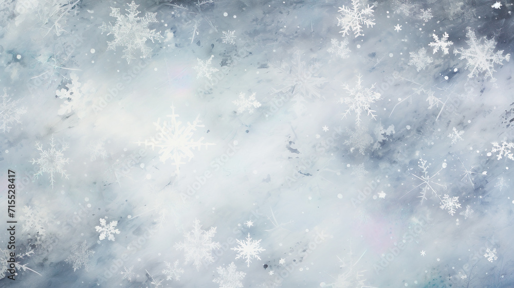 雪の結晶と降雪のイメージ背景