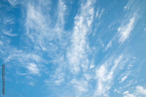Blue sky background with beautiful white cloud in sunny day summer season. Nature and save environmental concept. photo