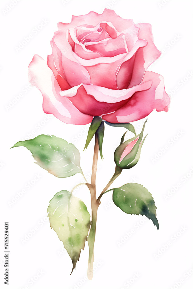 watercolor pink rose illustration