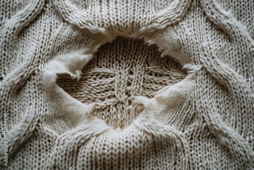 close-up of a white knitted woolen fabric