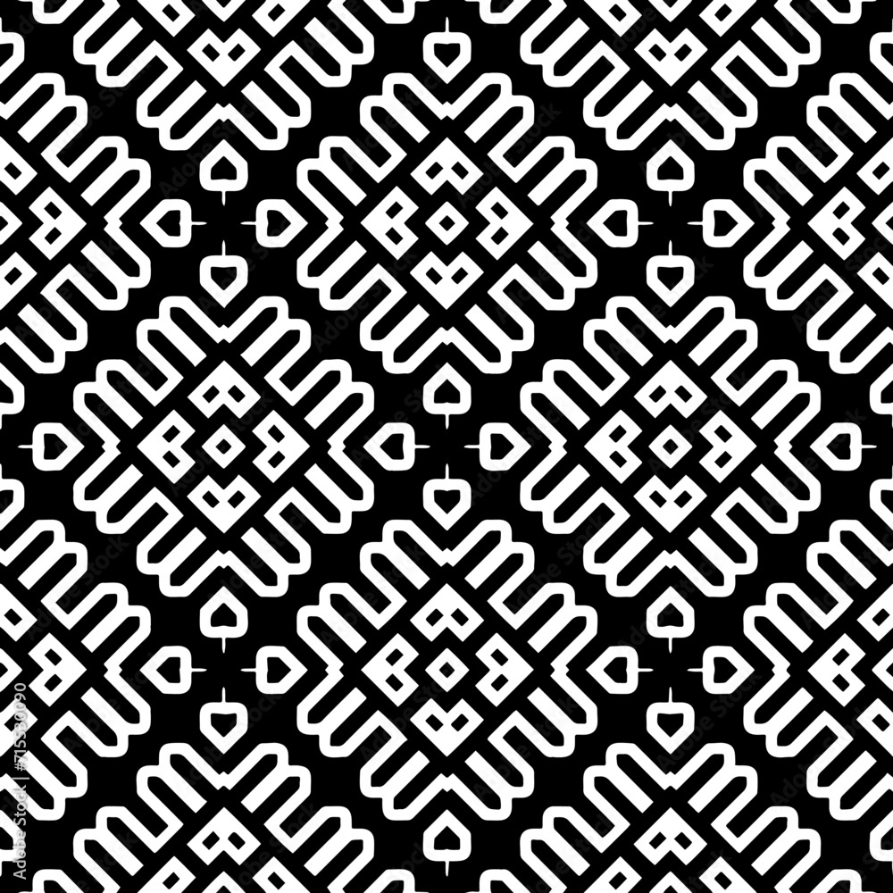 Fototapeta premium White background with black pattern. Seamless texture for fashion, textile design, on wall paper, wrapping paper, fabrics and home decor. Simple repeat pattern.