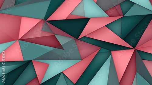 contemporary geometric triangles mosaic in teal and pink for artistic wallpaper