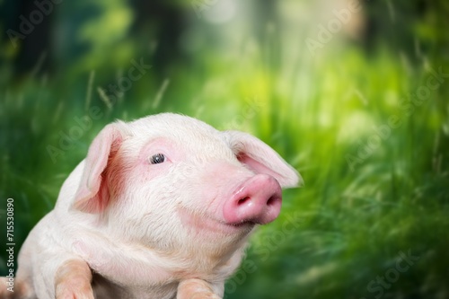 Cute small pink Domestic pig © BillionPhotos.com