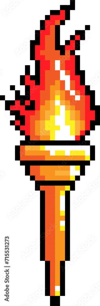 Torch pixel art. Icon for the site, video games Torch pixel art. Icon for the site, video games