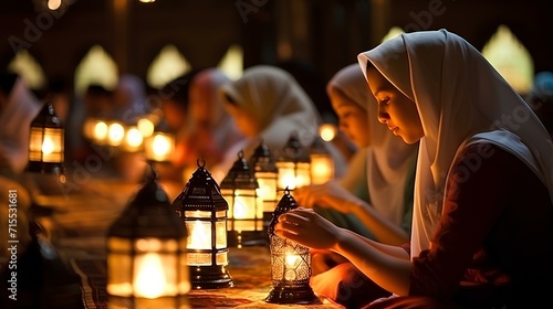 ramadan kareem still life with lantern and candle 