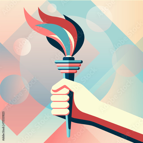 Hand with torch. Symbol of the opening ceremony of the Olympiad