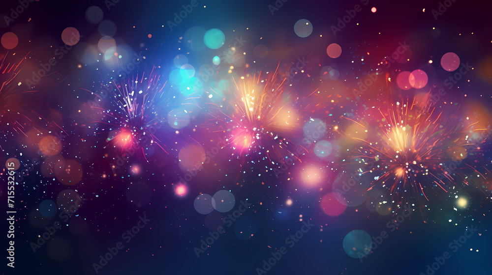 Happy New Year, burning fireworks with bokeh light background - obrazy, fototapety, plakaty 