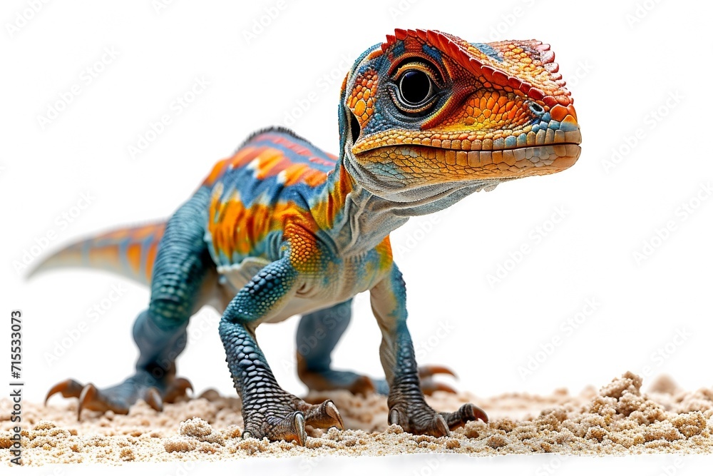 Fototapeta premium Exotic reptile with a dinosaur essence, isolated in a studio, showcasing its colorful, primal beauty.