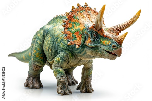 Gigantic triceratops - a herbivorous dinosaur with horns  thick armor  and a powerful presence from the prehistoric era.