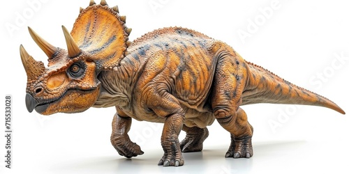 Mighty triceratops   a prehistoric herbivore with thick armor  powerful horns  and a fearsome stare.