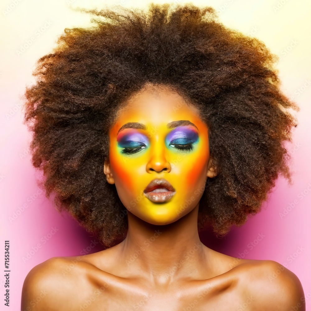 Excitement African American Fashion Model profile portrait Excitement African American Fashion Model profile portrait