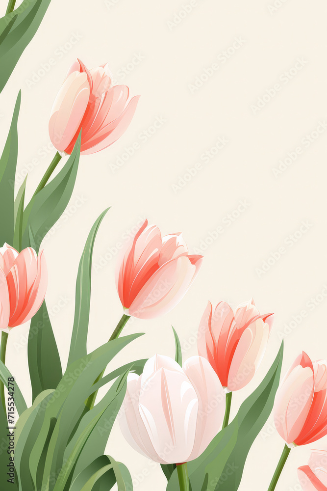 Pink Tulip Bouquet Framed in Nature's Beauty, Isolated White and Red Blossoms with Easter Flora. Free copy space. Pink Tulip Bouquet Framed in Nature's Beauty, Isolated White and Red Blossoms with Easter Flora. Free copy space.