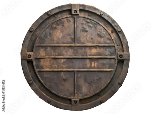 Weathered Manhole Cover, isolated on a transparent or white background