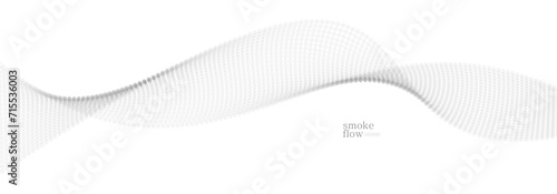 Vector abstract background with wave of flowing particles, smoke flowing light grey design, smooth and soft relaxing image.