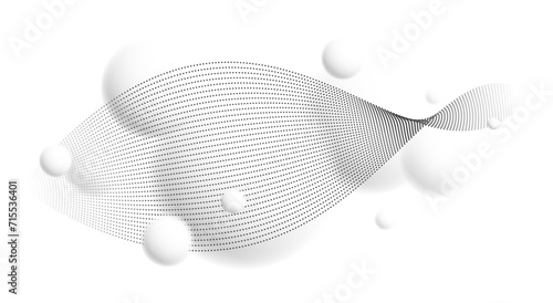 Defocused light levitating spheres with particles wave flowing atmospheric ambient vector background, 3D balls dynamic design, soft and easy futuristic wallpaper.